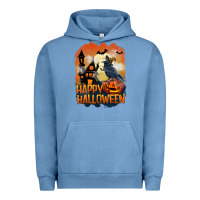 Pigment Pebble Blue Happy Halloween With Crow Urban Hoodie - LillyAllenDesigns