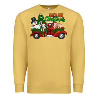 Antique Gold merry christmas snowman and farm animals truck Premium Sweatshirt - Jasminsmagicworld