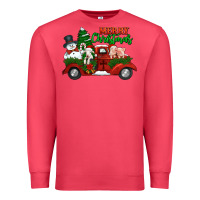 Cardinal merry christmas snowman and farm animals truck Premium Sweatshirt - Jasminsmagicworld
