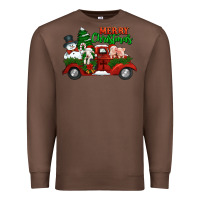 Chestnut merry christmas snowman and farm animals truck Premium Sweatshirt - Jasminsmagicworld