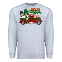 Heather Grey merry christmas snowman and farm animals truck Premium Sweatshirt - Jasminsmagicworld