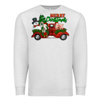 Oatmeal Heather merry christmas snowman and farm animals truck Premium Sweatshirt - Jasminsmagicworld