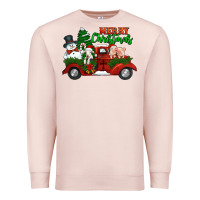Pale Pink merry christmas snowman and farm animals truck Premium Sweatshirt - Jasminsmagicworld