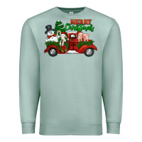 Seafoam merry christmas snowman and farm animals truck Premium Sweatshirt - Jasminsmagicworld