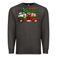 Smoke merry christmas snowman and farm animals truck Premium Sweatshirt - Jasminsmagicworld