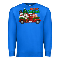 True Royal merry christmas snowman and farm animals truck Premium Sweatshirt - Jasminsmagicworld