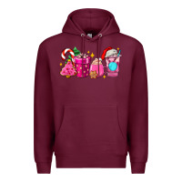 Burgundy pink christmas coffee cups Premium Hoodie - AdoDesignShop