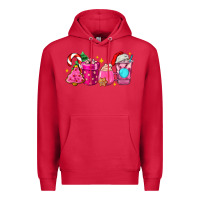Cardinal pink christmas coffee cups Premium Hoodie - AdoDesignShop