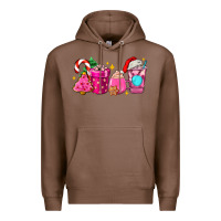 Chestnut pink christmas coffee cups Premium Hoodie - AdoDesignShop