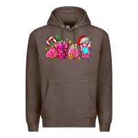 Coffee pink christmas coffee cups Premium Hoodie - AdoDesignShop