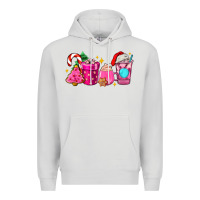 Dove Grey pink christmas coffee cups Premium Hoodie - AdoDesignShop