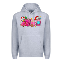 Heather Grey pink christmas coffee cups Premium Hoodie - AdoDesignShop