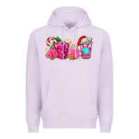 Lilac pink christmas coffee cups Premium Hoodie - AdoDesignShop