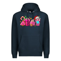 Navy pink christmas coffee cups Premium Hoodie - AdoDesignShop