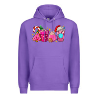 Purple pink christmas coffee cups Premium Hoodie - AdoDesignShop
