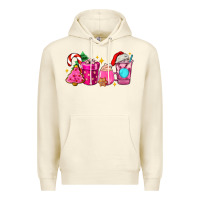 Sandshell pink christmas coffee cups Premium Hoodie - AdoDesignShop