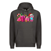 Smoke pink christmas coffee cups Premium Hoodie - AdoDesignShop