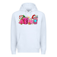 White pink christmas coffee cups Premium Hoodie - AdoDesignShop