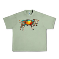 Oil Green charolais bull with desert and leopard Urban Heavy Tee - RanaPortraitStore