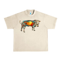 Sandshell charolais bull with desert and leopard Urban Heavy Tee - RanaPortraitStore