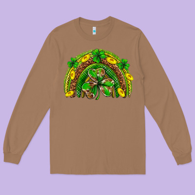 St. Patrick's Day Rainbow Long Sleeve Tee Designed By Neo Western