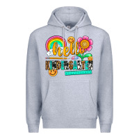 Heather Grey hello kindergarten Premium Hoodie - NancyCooperArtShop