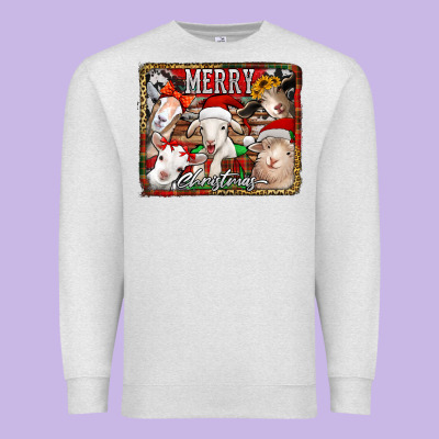 Merry Christmas Goats Premium Sweatshirt Designed By Jasminsmagicworld