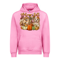Fuchsia Pink welcome fall with dogs Urban Hoodie - LillyAllenDesigns