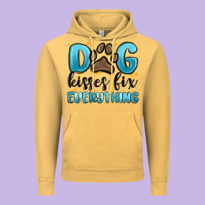 Vintage Hoodie dog kisses fix everything