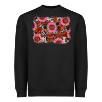 Black valentines day sunflowers leopard cowhide backgrou Heavyweight Sweatshirt - RanaPortraitStore