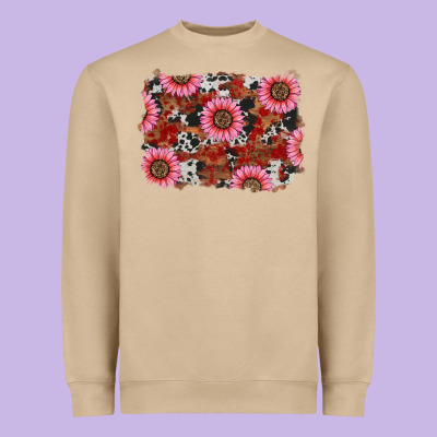 Heavyweight Sweatshirt valentines day sunflowers leopard cowhide backgrou