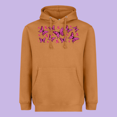 Breast Cancer Butterflies Heavyweight Hoodie Designed By Jasminsmagicworld