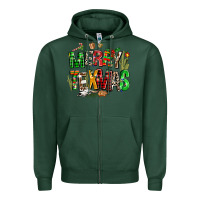 Sports Green christmas texas western Zipper Hoodie - AdoDesignShop