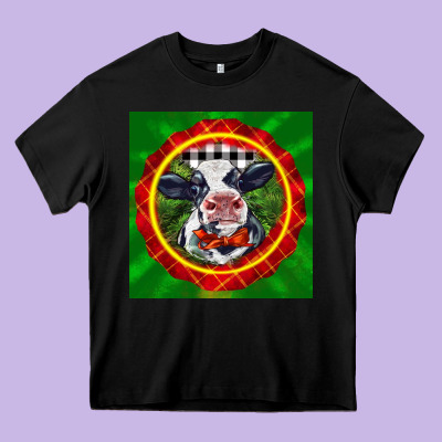 Christmas Baby Holstein Face Heavy Core Tee Designed By Lillyallendesigns