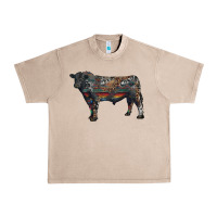 French Oak black angus bull with western patterns Urban Heavy Tee - RanaPortraitStore