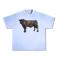 Grape Ice black angus bull with western patterns Urban Heavy Tee - RanaPortraitStore