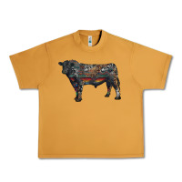 Peanut Butter black angus bull with western patterns Urban Heavy Tee - RanaPortraitStore
