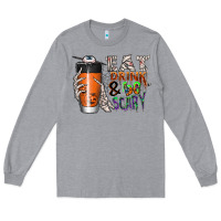 Heather Grey Eat drink be scary Long Sleeve Tee - CowhideDigitalArt