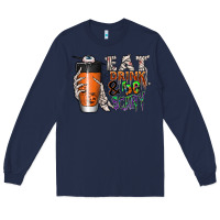 Navy Eat drink be scary Long Sleeve Tee - CowhideDigitalArt