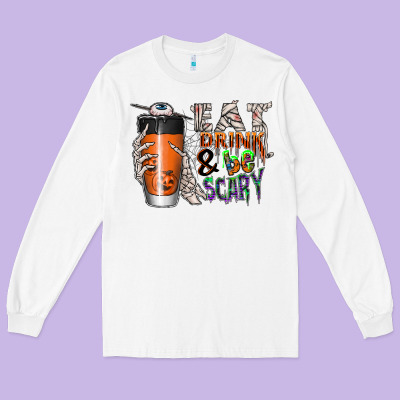 Eat Drink Be Scary Long Sleeve Tee Designed By Cowhidedigitalart