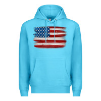 Ocean Blue american flag distressed background Premium Hoodie - MaliasSmallBusiness