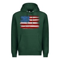 Sports Green american flag distressed background Premium Hoodie - MaliasSmallBusiness