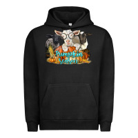 Pigment Black pumpkin season with baby sheeps and goat Urban Hoodie - LillyAllenDesigns