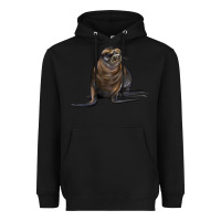 Black Sea Lion Illustrations Heavyweight Hoodie - LillyAllenDesigns