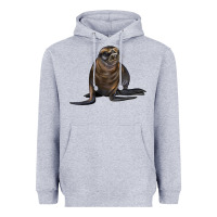 Heather Grey Sea Lion Illustrations Heavyweight Hoodie - LillyAllenDesigns