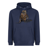 Navy Sea Lion Illustrations Heavyweight Hoodie - LillyAllenDesigns