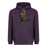 Plum Sea Lion Illustrations Heavyweight Hoodie - LillyAllenDesigns