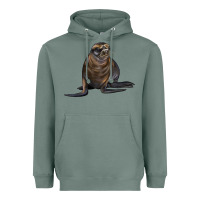 Sage Sea Lion Illustrations Heavyweight Hoodie - LillyAllenDesigns