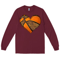 Burgundy basketball heart Long Sleeve Tee - HRA Design Shop