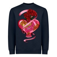 Navy heart glass vase love tickets with rose Heavyweight Sweatshirt - RanaPortraitStore